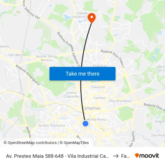 Av. Prestes Maia 588-648 - Vila Industrial Campinas - SP 13035-680 Brasil to Facamp map