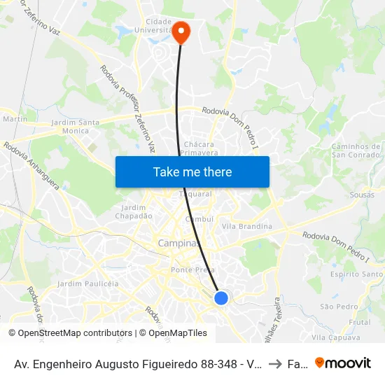 Av. Engenheiro Augusto Figueiredo 88-348 - Vila Progresso Campinas - SP 13045-603 Brasil to Facamp map