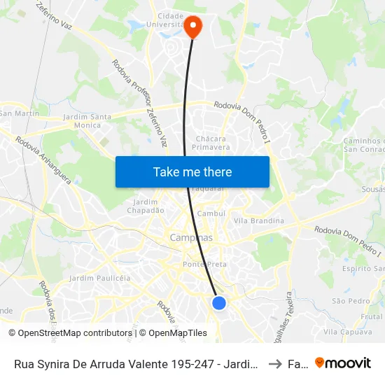 Rua Synira De Arruda Valente 195-247 - Jardim Dos Oliveiras Campinas - SP 13044-260 Brasil to Facamp map