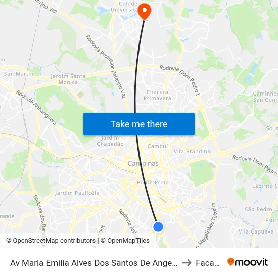 Av Maria Emilia Alves Dos Santos De Angelis 520 to Facamp map