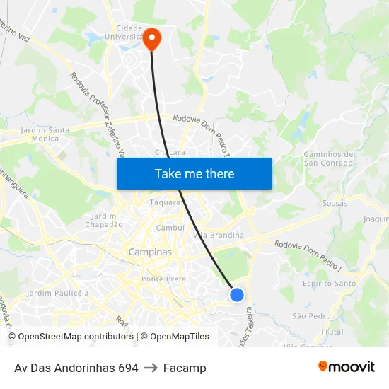 Av Das Andorinhas 694 to Facamp map