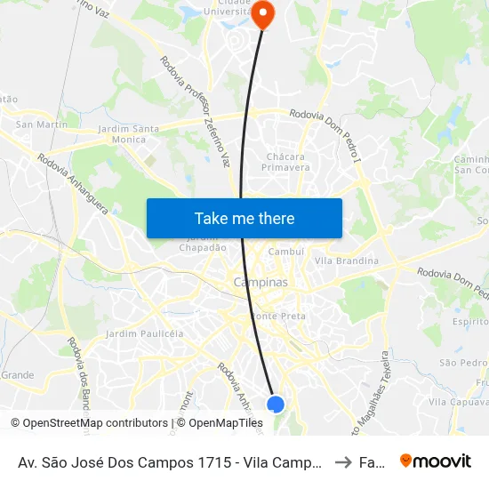 Av. São José Dos Campos 1715 - Vila Campos Sales Campinas - SP Brasil to Facamp map