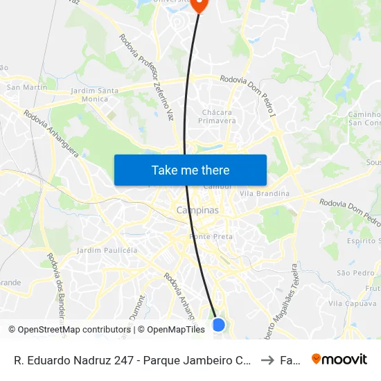 R. Eduardo Nadruz 247 - Parque Jambeiro Campinas - SP 13042-350 Brasil to Facamp map