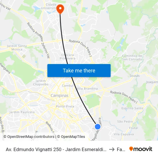 Av. Edmundo Vignatti 250 - Jardim Esmeraldina Campinas - SP 13046-395 Brasil to Facamp map