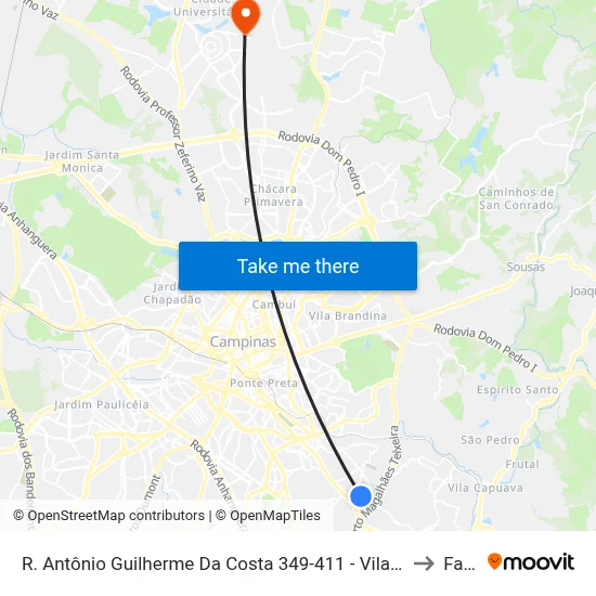 R. Antônio Guilherme Da Costa 349-411 - Vila Formosa Campinas - SP 13045-040 Brasil to Facamp map