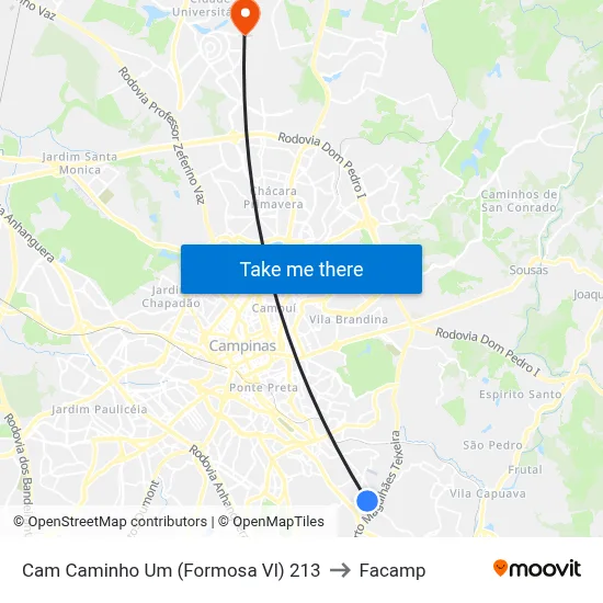 Cam Caminho Um (Formosa Vl) 213 to Facamp map