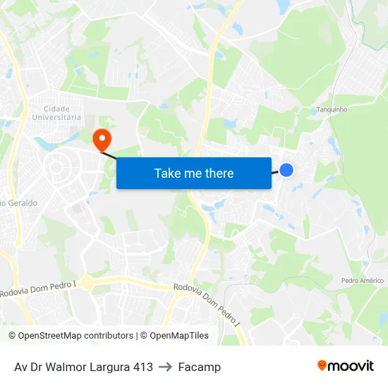 Av Dr Walmor Largura 413 to Facamp map