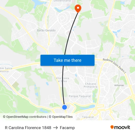 R Carolina Florence 1848 to Facamp map