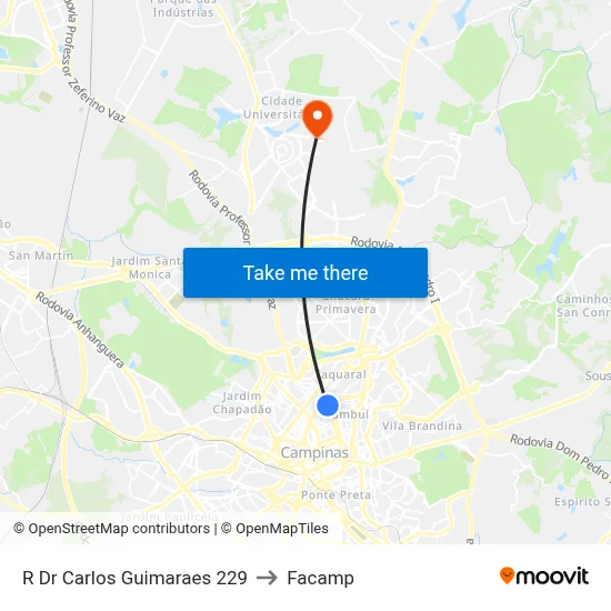 R Dr Carlos Guimaraes 229 to Facamp map