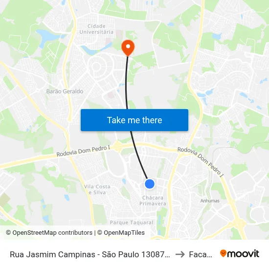 Rua Jasmim Campinas - São Paulo 13087 Brasil to Facamp map