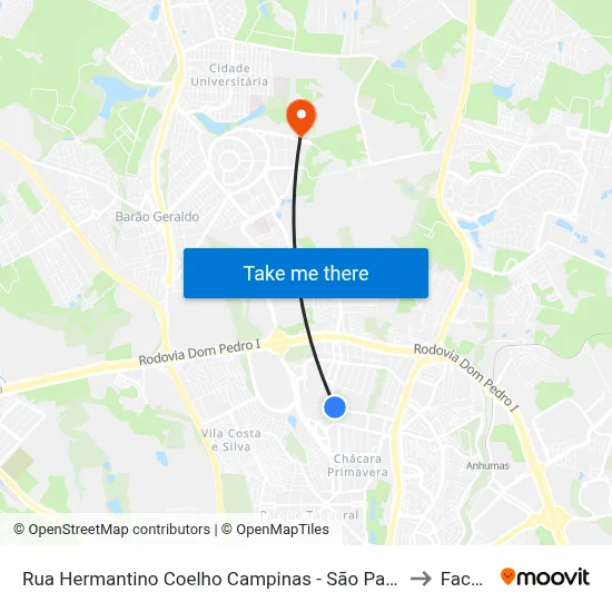 Rua Hermantino Coelho Campinas - São Paulo 13087 Brasil to Facamp map