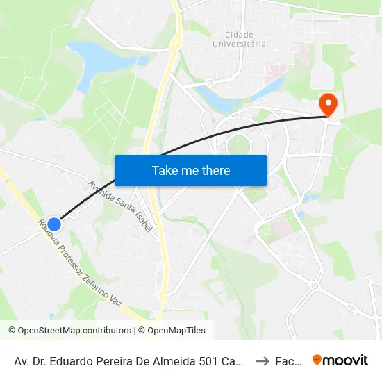 Av. Dr. Eduardo Pereira De Almeida 501 Campinas - SP Brasil to Facamp map