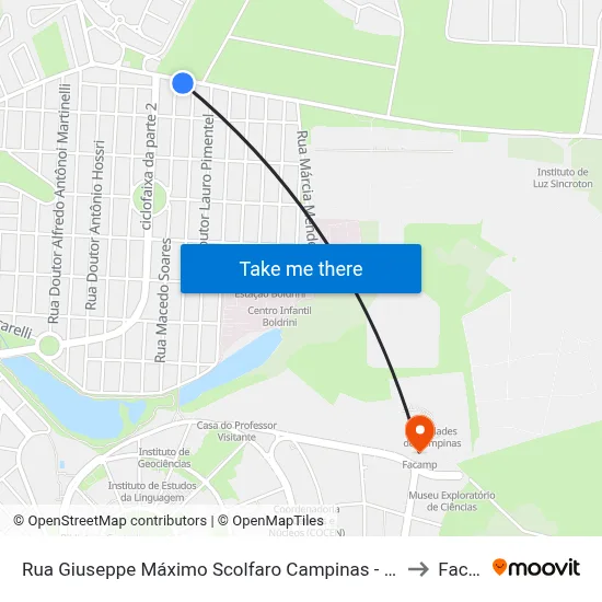 Rua Giuseppe Máximo Scolfaro Campinas - São Paulo 13083 Brasil to Facamp map