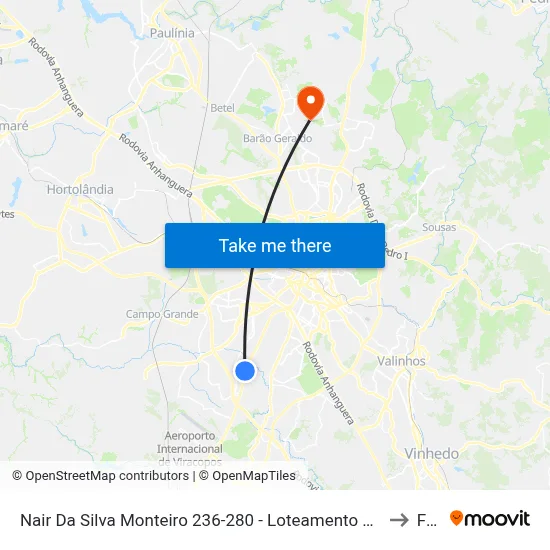 Nair Da Silva Monteiro 236-280 - Loteamento E Arruamento Telesp - Jardim Itatinga Campinas - SP 13052-417 Brasil to Facamp map