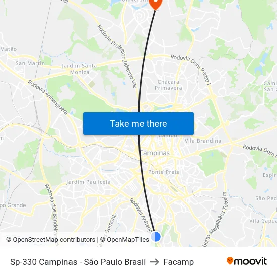 Sp-330 Campinas - São Paulo Brasil to Facamp map