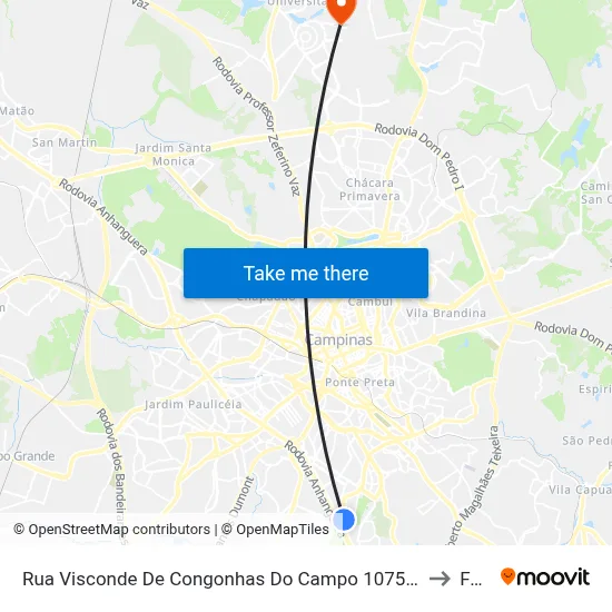 Rua Visconde De Congonhas Do Campo 1075 - Jardim Nova Europa Campinas - SP 13040-701 Brasil to Facamp map