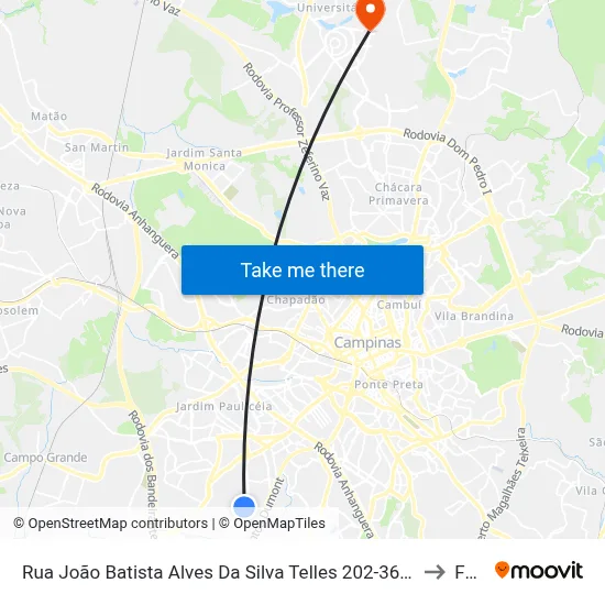 Rua João Batista Alves Da Silva Telles 202-360 - Jardim Indianopolis Campinas - SP 13050-211 Brasil to Facamp map