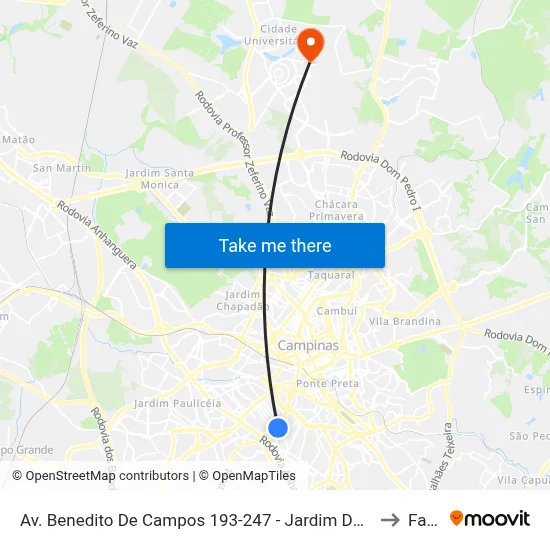 Av. Benedito De Campos 193-247 - Jardim Do Trevo Campinas - SP 13030-100 Brasil to Facamp map