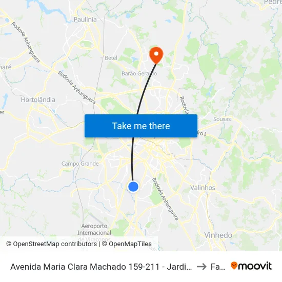 Avenida Maria Clara Machado 159-211 - Jardim Santa Cruz Campinas - SP 13051-207 Brasil to Facamp map