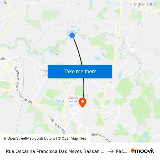 Rua Oscarina Francisca Das Neves Bassan Campinas - SP Brasil to Facamp map