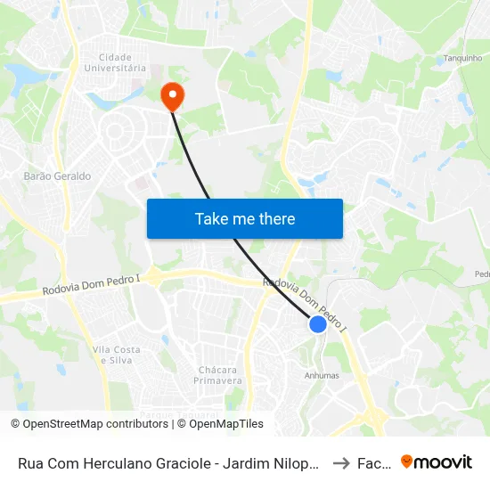 Rua Com Herculano Graciole - Jardim Nilopolis Campinas - SP Brasil to Facamp map