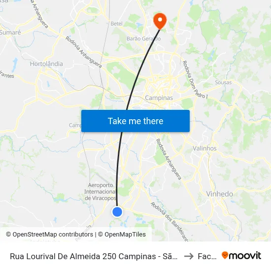 Rua Lourival De Almeida 250 Campinas - São Paulo 13053-614 Brasil to Facamp map