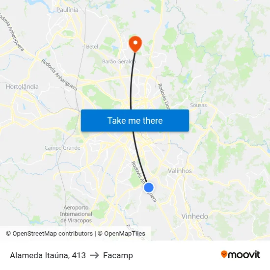 Alameda Itaúna, 413 to Facamp map