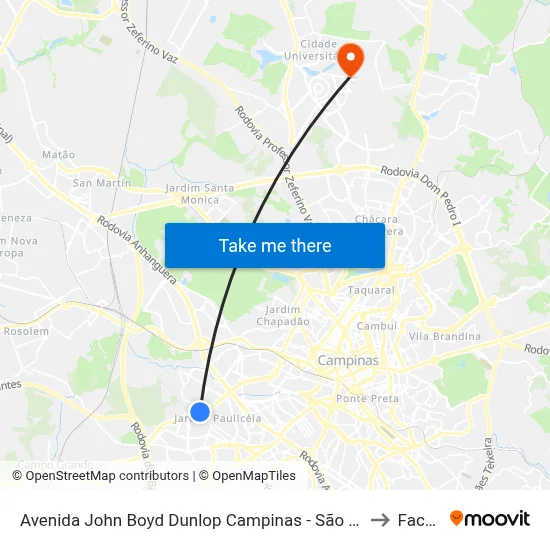 Avenida John Boyd Dunlop Campinas - São Paulo 13060 Brasil to Facamp map