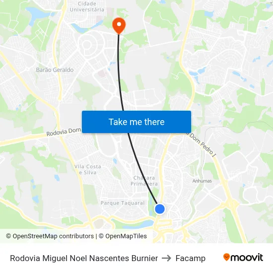 Rodovia Miguel Noel Nascentes Burnier to Facamp map