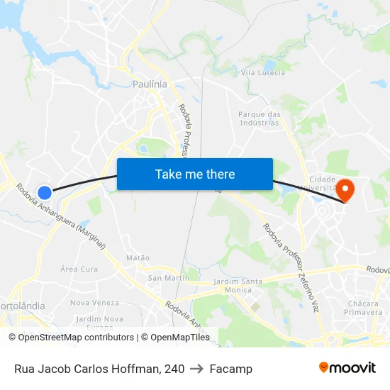 Rua Jacob Carlos Hoffman, 240 to Facamp map