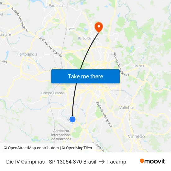 Dic IV Campinas - SP 13054-370 Brasil to Facamp map