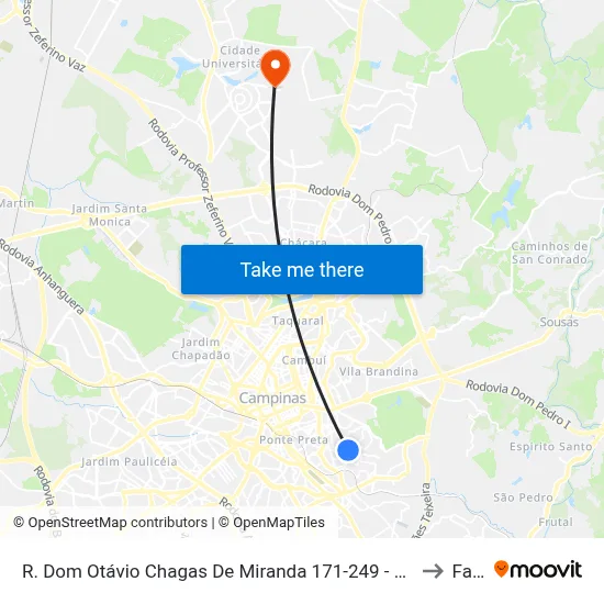 R. Dom Otávio Chagas De Miranda 171-249 - Jardim Baroneza Campinas - SP 13100-301 Brasil to Facamp map