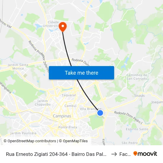 Rua Ernesto Zigiati 204-364 - Bairro Das Palmeiras Campinas - SP Brasil to Facamp map