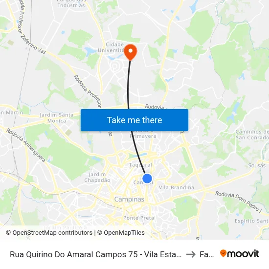 Rua Quirino Do Amaral Campos 75 - Vila Estanislau Campinas - SP 13023-570 Brasil to Facamp map