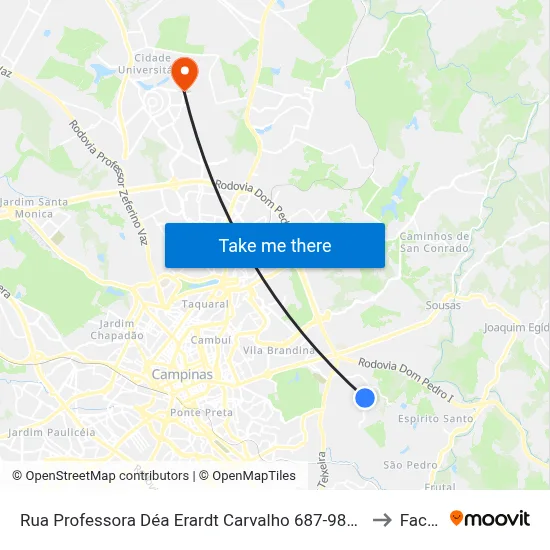 Rua Professora Déa Erardt Carvalho 687-989 Campinas - SP Brasil to Facamp map