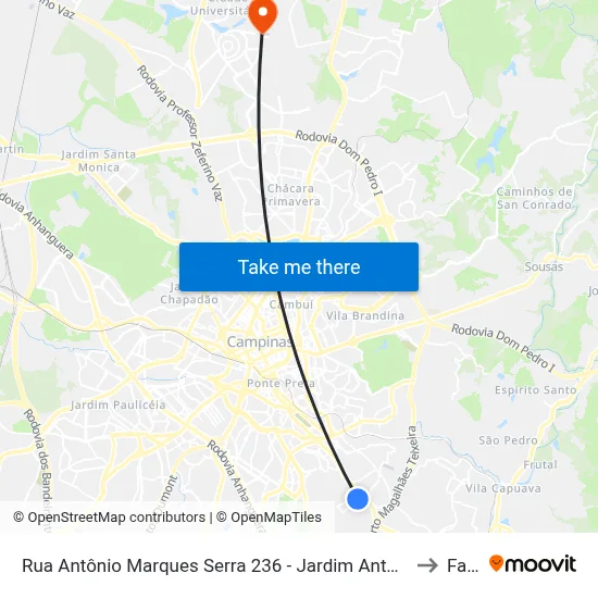 Rua Antônio Marques Serra 236 - Jardim Antonio Von Zuben Campinas - SP 13044-500 Brasil to Facamp map