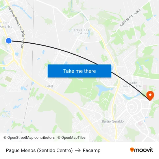 Pague Menos (Sentido Centro) to Facamp map