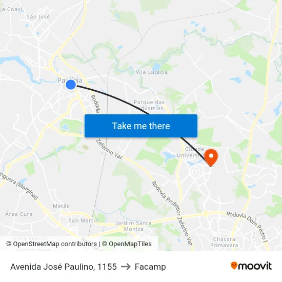 Avenida José Paulino, 1155 to Facamp map