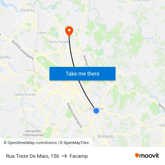 Rua Treze De Maio, 156 to Facamp map