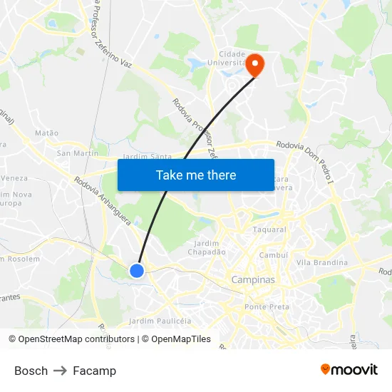 Bosch to Facamp map