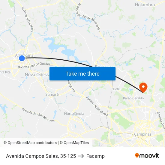 Avenida Campos Sales, 35-125 to Facamp map