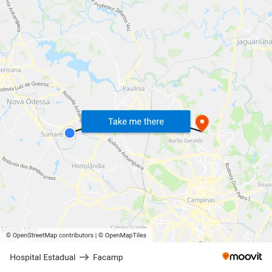 Hospital Estadual to Facamp map