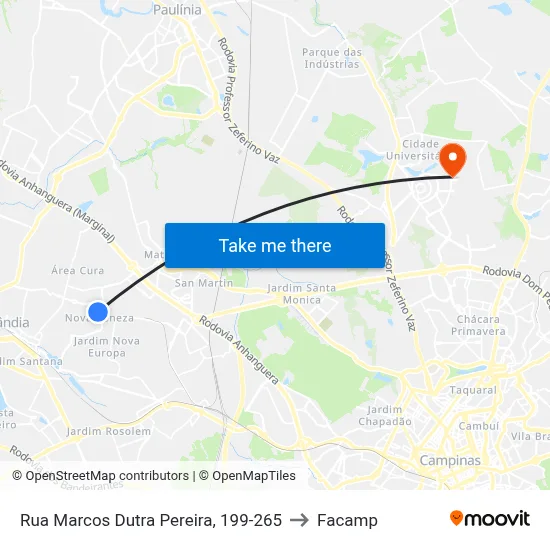 Rua Marcos Dutra Pereira, 199-265 to Facamp map