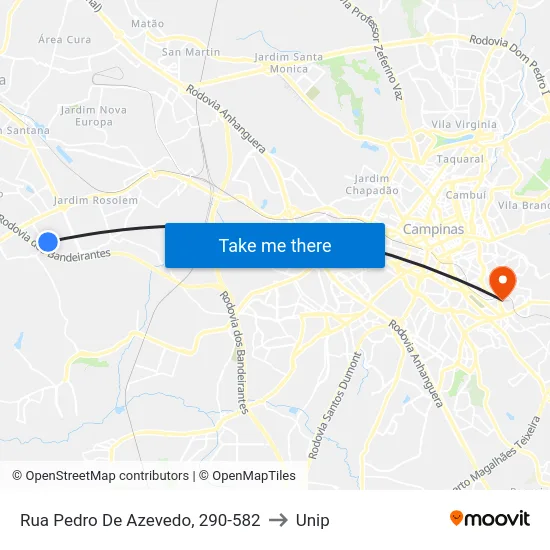 Rua Pedro De Azevedo, 290-582 to Unip map