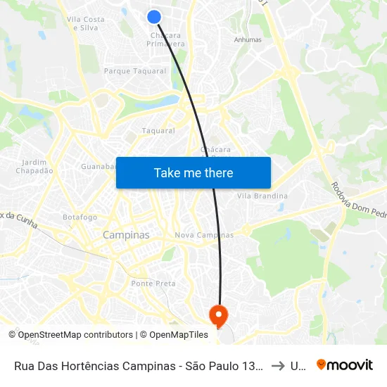 Rua Das Hortências Campinas - São Paulo 13087 Brasil to Unip map