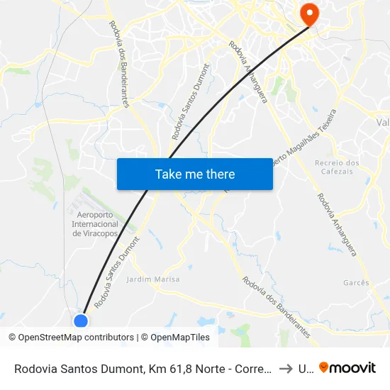 Rodovia Santos Dumont, Km 61,8 Norte - Correios Ctce Indaiatuba, Indaiatuba to Unip map