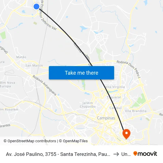 Av. José Paulino, 3755 - Santa Terezinha, Paulínia to Unip map