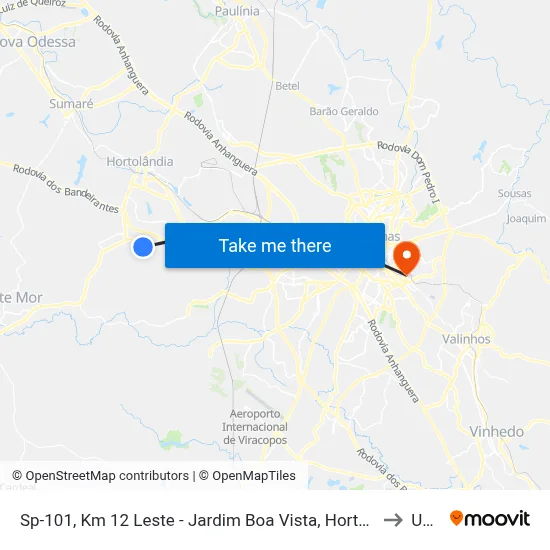 Sp-101, Km 12 Leste - Jardim Boa Vista, Hortolândia to Unip map