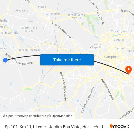 Sp-101, Km 11,1 Leste - Jardim Boa Vista, Hortolândia to Unip map
