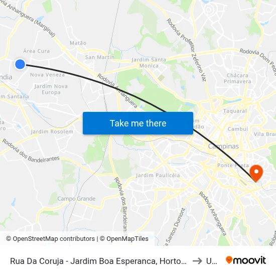 Rua Da Coruja - Jardim Boa Esperanca, Hortolândia to Unip map